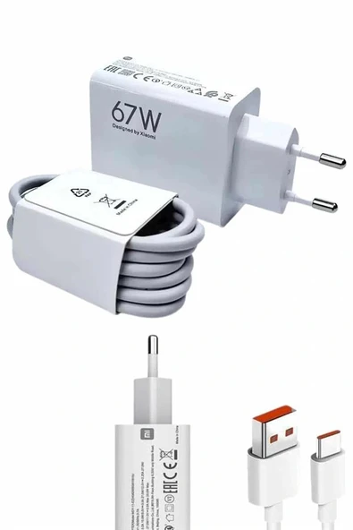 Beyaz Ultra Plus Hızlı Şarj Seti Şarj Adaptörü ve Kablosu 67W - 5
