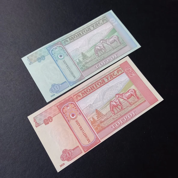 Escoines Koleksiyon 3996368f804ef75b5e 2020 Moğolistan 10 / 20 Tugrik takım ÇİL kağıt para - Resim 6