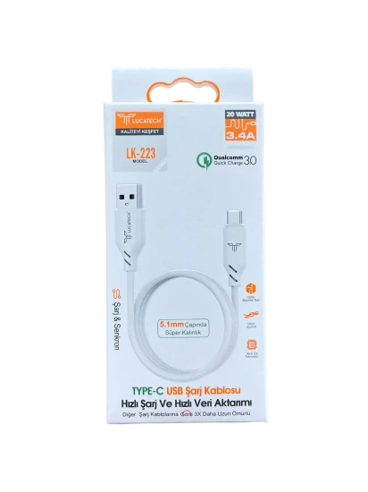 LUCATECH TYPE C USB ŞARJ KABLOSU ürün görseli 1