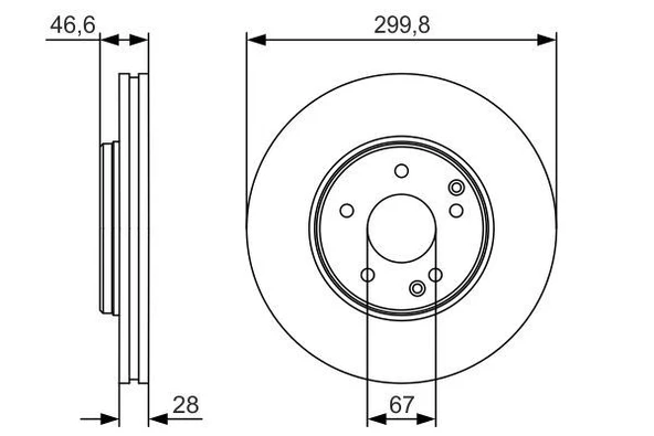 BOSCH 0986479R79 FREN DISKI ON MERCEDES W203 CL203 C209 W210 R170 A2034210512 ürün görseli 1