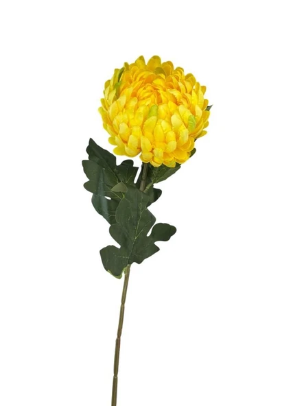 Yapay Çiçek Krizantem Sarı Açık 90cm Tek Dal Kumaş Çiçek Uzun Dal ürün görseli 1