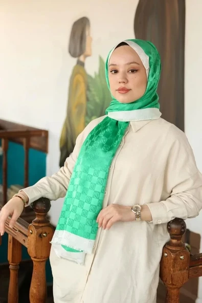 HİNT İPEK MONOGRAM ŞAL - Resim 5