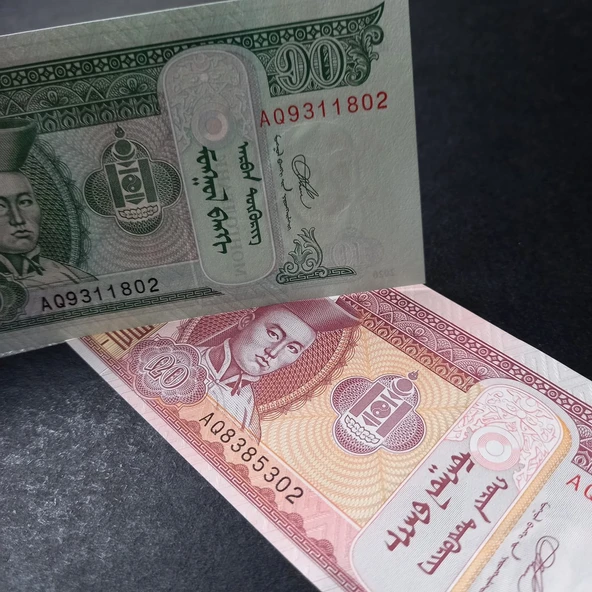 Escoines Koleksiyon 3996368f804ef75b5e 2020 Moğolistan 10 / 20 Tugrik takım ÇİL kağıt para - Resim 3