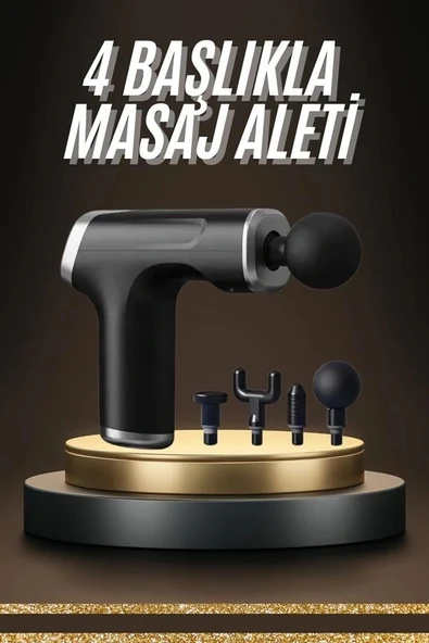Profesyonel Masaj Tabancası Sporcu Masaj Aleti 4 Başlıklı Şarjlı Titreşimli - 3
