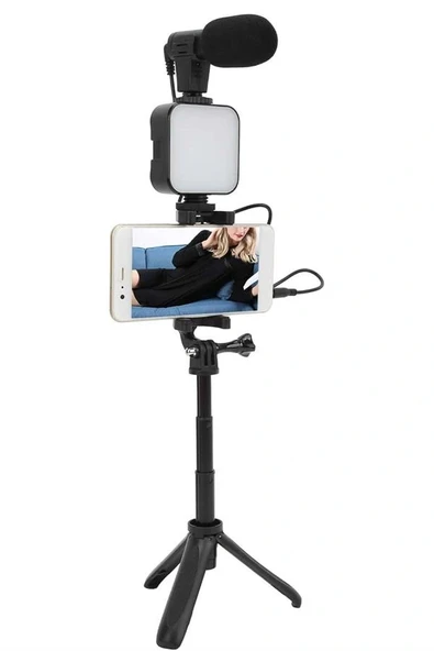 Video Making Kit Telefon Tutucu Vlog Video Mini Led Işıklı - 5
