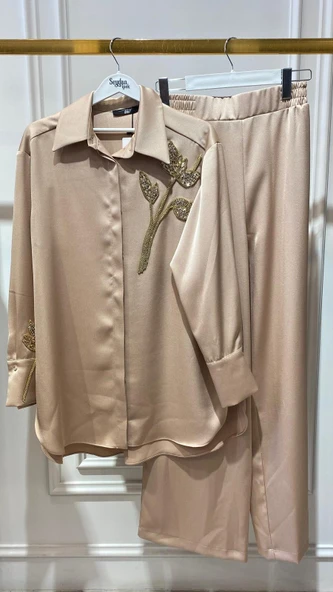 TAŞ DETAYLI SATEN TAKIM - Resim 4