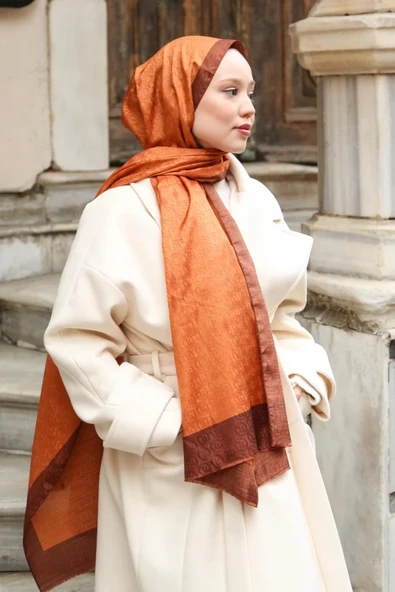 HİNT İPEK MONOGRAM ŞAL - Resim 4