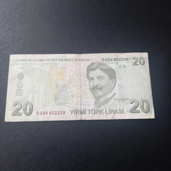 Escoines Koleksiyon 3996368f6bf0b64214 9.Emisyon 20Türk-Lirası Güzel Numara D204 922229 kağıt para