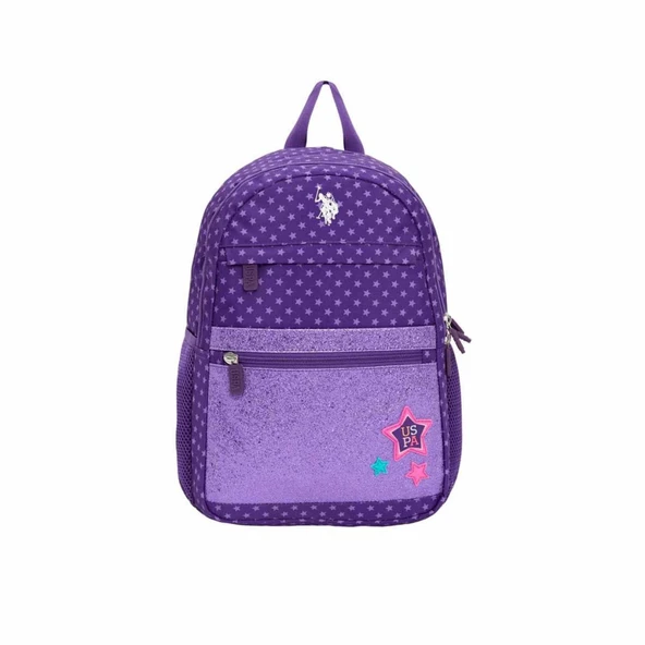 U.S. Polo Mor Simli Yıldız Desenli Okul Çantası - Resim 2