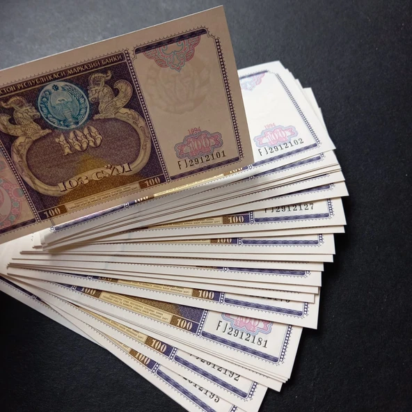 Escoines 3996368f80274c4333 1994 Özbekistan 100 Som ÇİL 100Adet 1 Deste ürün görseli 1