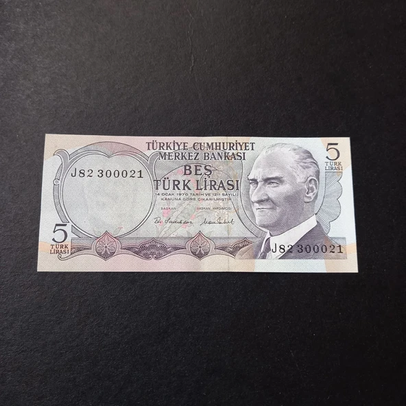 Escoines 3996368f6c7bdf1d6d 6.Emisyon 5Türk-Lirası J82-300021 Seri Numara CA ürün görseli 1