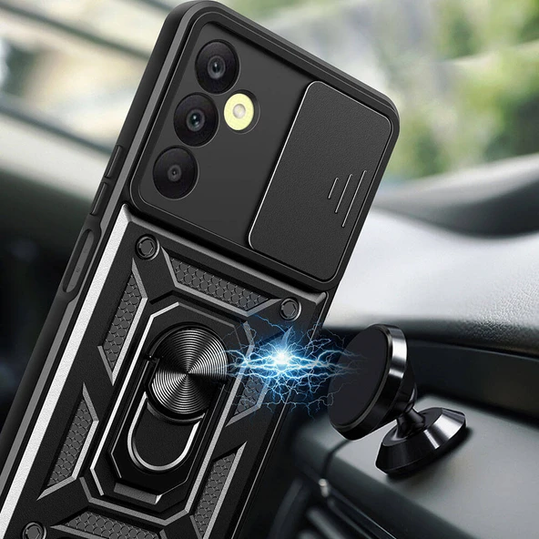 Galaxy A25 Kılıf Magnetik Standlı Kamera Korumalı  Sürgülü Vega Kapak - Resim 4