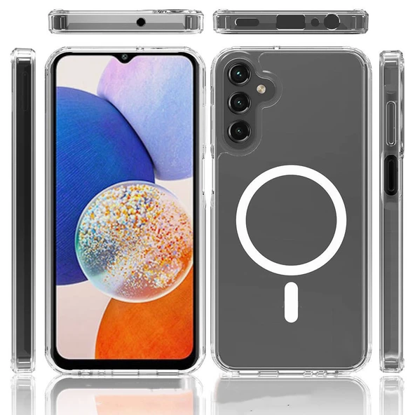 Galaxy S24 Plus Kılıf M-safe Şarj Özellikli Şeffaf Sert PC  Embos Kapak - Resim 3