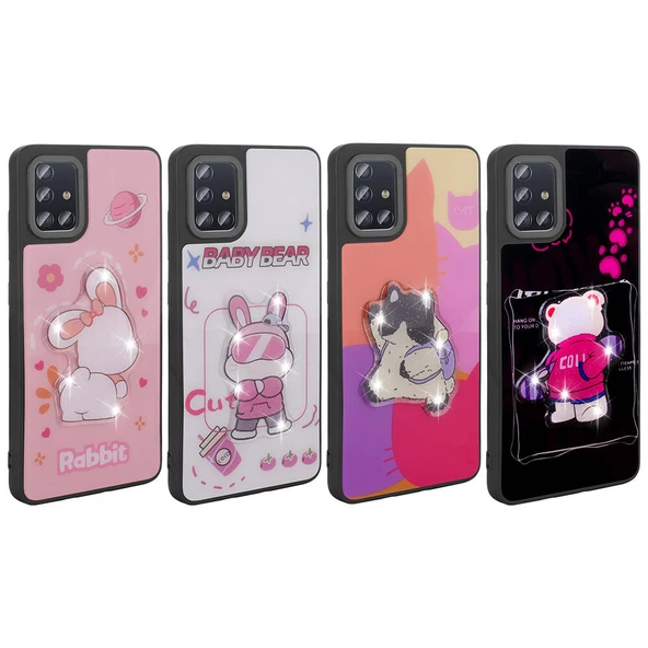 Galaxy A51 Kılıf Parlayan Kabartmalı İkonik Figürlü  Amas Silikon Kapak - Resim 3