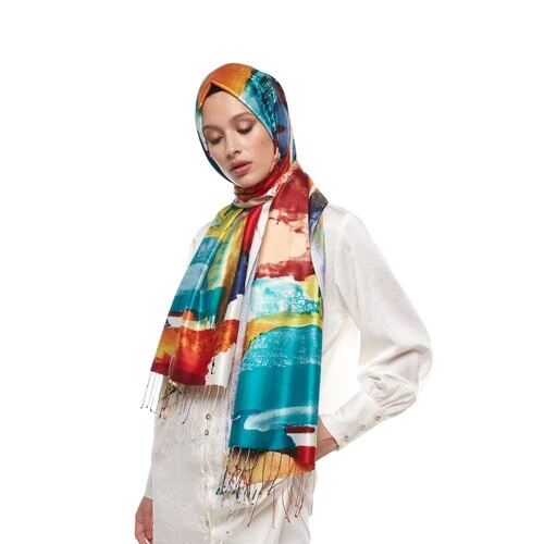 İPEKEVİ DESENLİ İPEK ŞAL - Resim 4