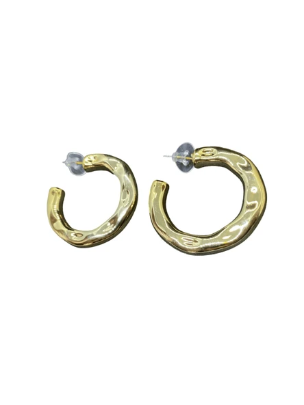 Desen Formlu Parlak Altın Renk Şık 316L Hafif Çelik Küpe | Özel Günler, Modern ve Şık Tasarım ürün görseli 1