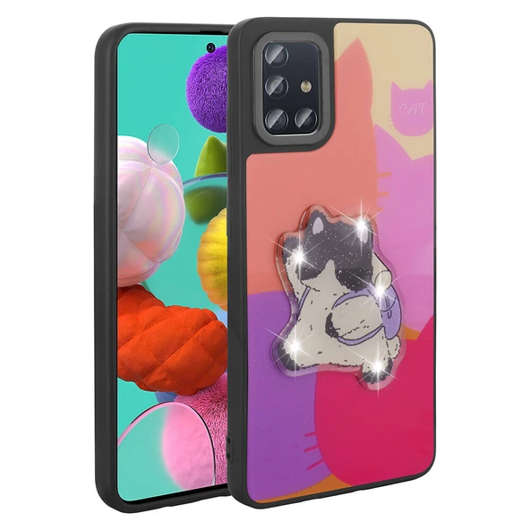 Galaxy A51 Kılıf Parlayan Kabartmalı İkonik Figürlü  Amas Silikon Kapak - Resim 2