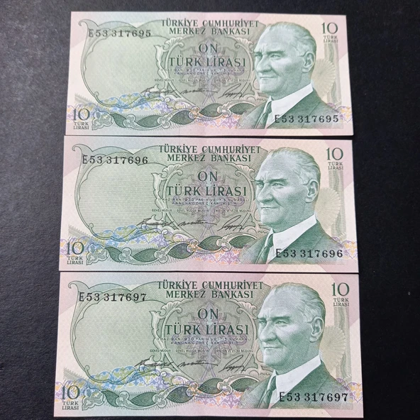 Escoines 3996368f7fbb8f0e4b Seri Takipli ÇİL 3 Adet 10 Lira 6.Emisyon E53 1.Tertip ürün görseli 1