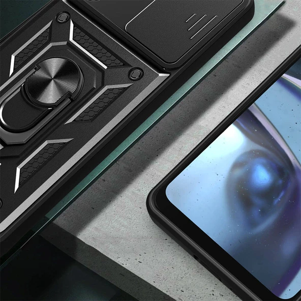 Galaxy A55 Kılıf Magnetik Standlı Kamera Korumalı  Sürgülü Vega Kapak - Resim 7