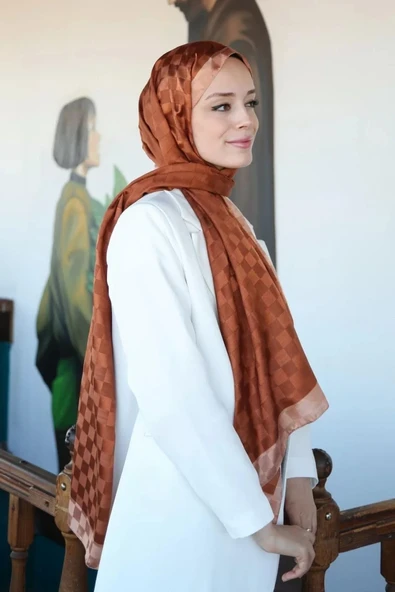 HİNT İPEK MONOGRAM ŞAL - Resim 2