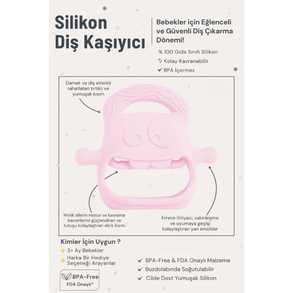 Pembe Bebek Silikon Diş Kaşıyıcı - 3