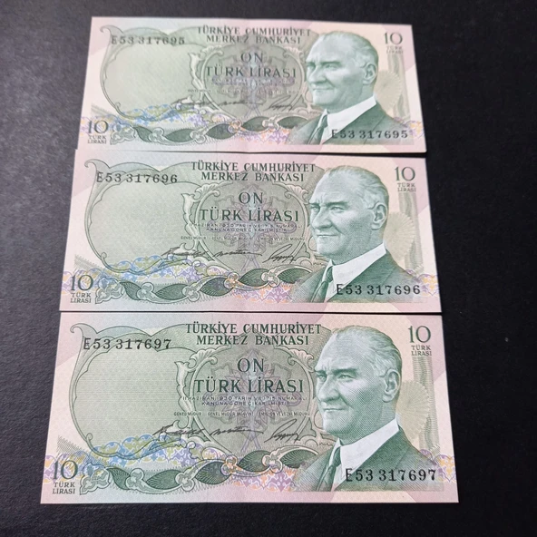 Escoines 3996368f7fbb8f0e4b Seri Takipli ÇİL 3 Adet 10 Lira 6.Emisyon E53 1.Tertip - Resim 4