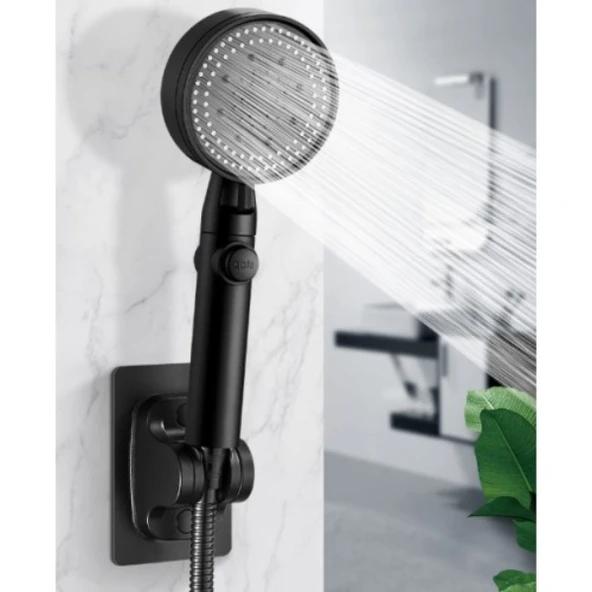 Yapışkanlı Duş Başlığı Tutucu Ayarlı Siyah - 2