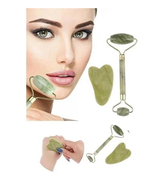 Jade Roller Gua Sha Taşı Seti - 3