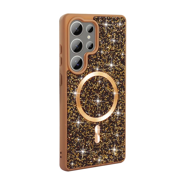 Galaxy S25 Ultra Kılıf Pırlanta Tasarımlı M-safe Şarj Özellikli  Mozaik Silikon Kapak ürün görseli