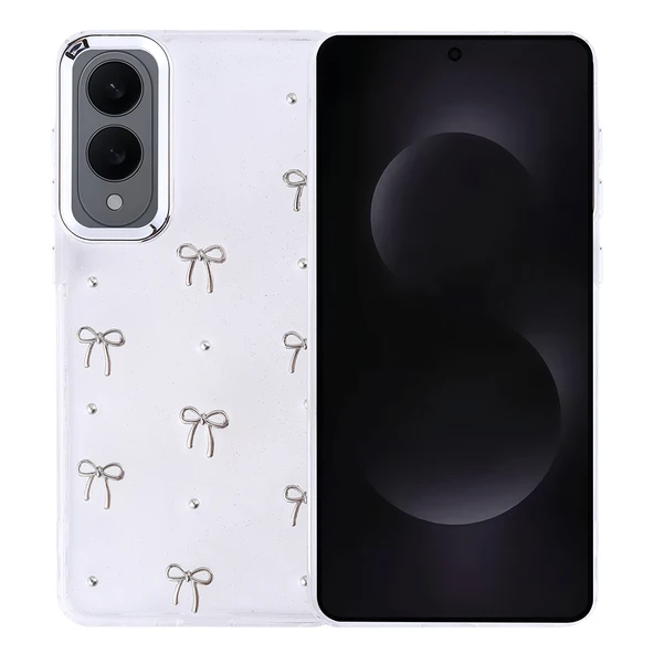 Galaxy S25 Edge Kılıf Airbag Tasarımlı Simli Şeffaf  Kutup Kapak ürün görseli