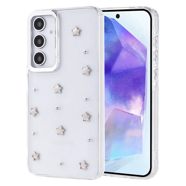 Galaxy A35 Kılıf Airbag Tasarımlı Simli Şeffaf  Kutup Kapak - Resim 2