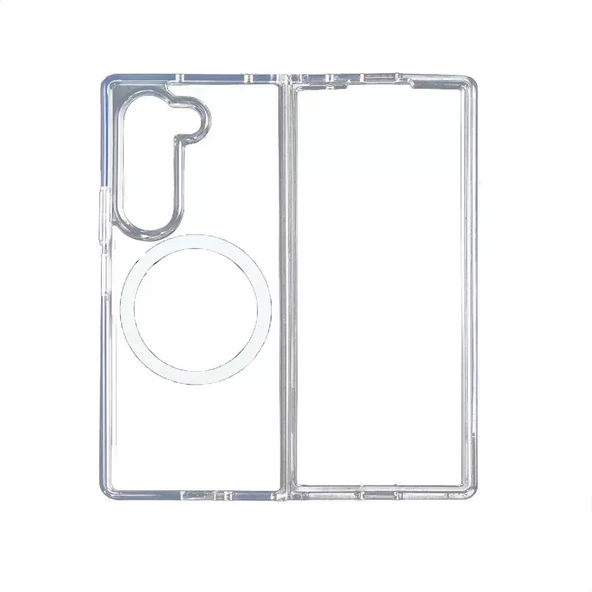 Galaxy Z Fold 7 Kılıf M-safe Şarj Özellikli Şeffaf Sert PC  Embos Kapak - Resim 3