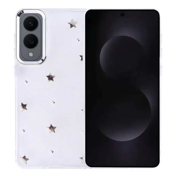 Galaxy S25 Edge Kılıf Airbag Tasarımlı Simli Şeffaf  Kutup Kapak ürün görseli