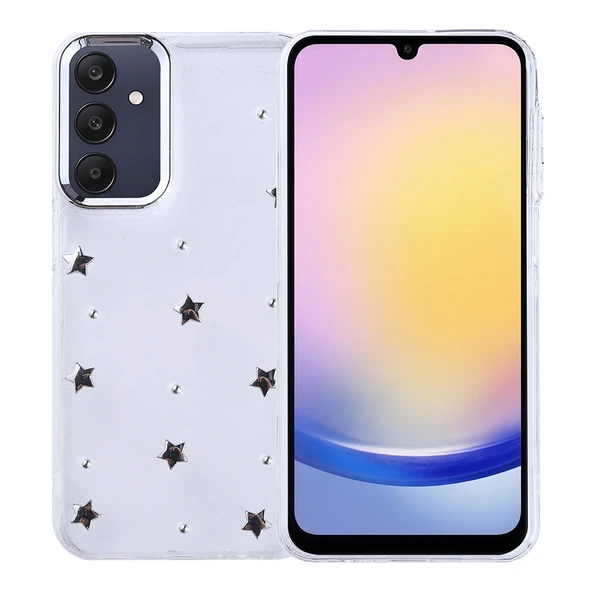 Galaxy A25 Kılıf Airbag Tasarımlı Simli Şeffaf  Kutup Kapak ürün görseli