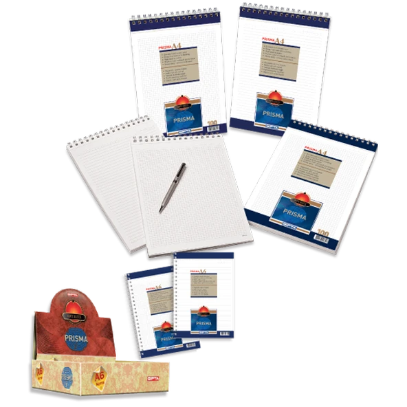 Gıpta Bloknot Prisma Spiralli Karton Kapak Kareli 100 YP A4 1377 ürün görseli