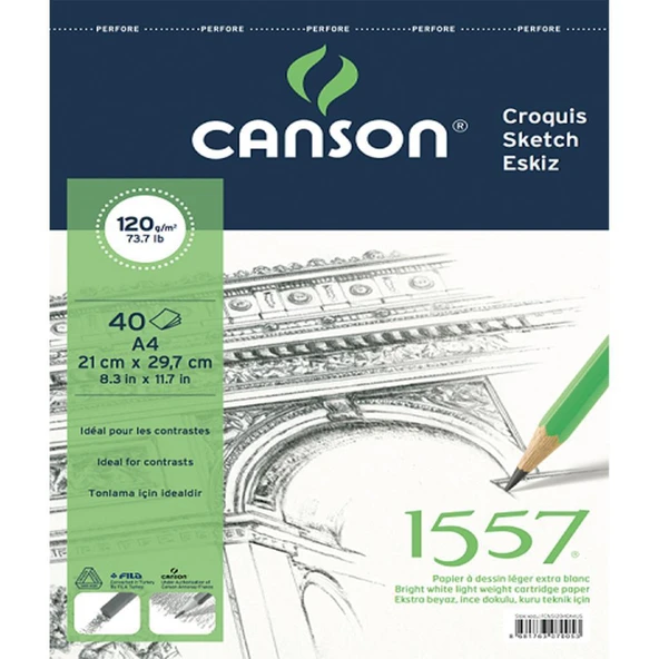 Canson 1557 Eskiz Defteri Spiralli 120g 40 Yaprak A4 - Resim 2