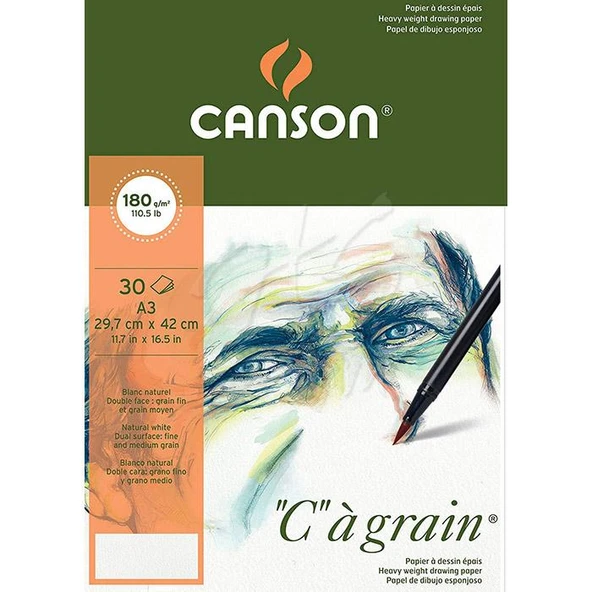 Canson CA Grain Heavyweight Çizim Bloğu 180g 30 Yaprak A3 ürün görseli