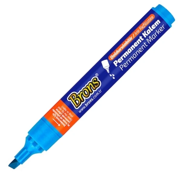 BRONS PERMANENT KALEM KESİK UÇ MAVİ BR-9721 ürün görseli