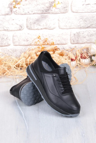 Mehmet Mete 42860 Face Hafif Rahat Lastik Bağcıklı Hakiki Deri Erkek Ayakkabı - Resim 6