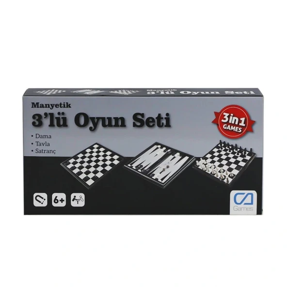 120 CAOYN-10002 Manyetik 3'lü Oyun Seti (Tavla,Dama,Satranç) -CaGames ürün görseli 1