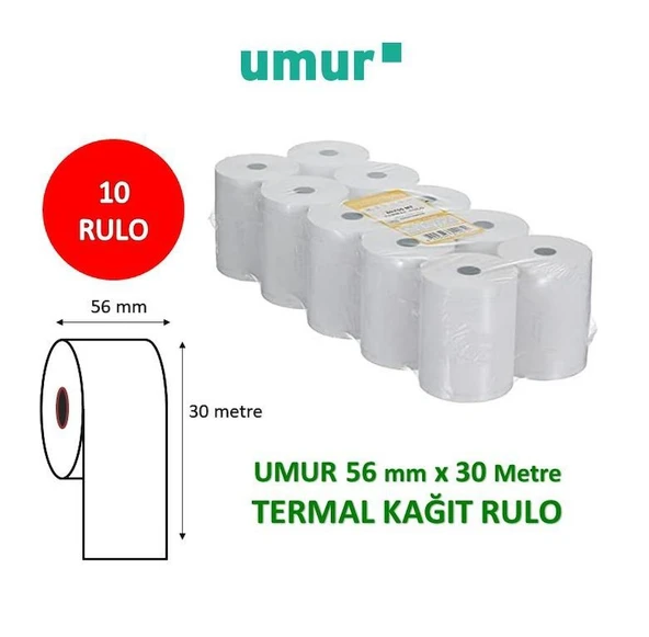 Umur Termal Pos Rulo 56mm x 30mt - 10 Adet ürün görseli