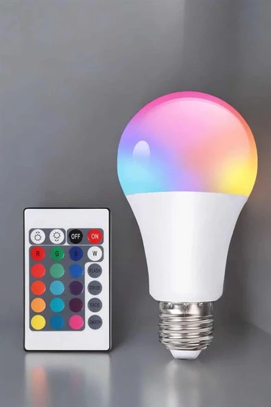 RGB Led Lamba Led Işık Ampul Renk Değiştirebilen 100 Watt - 5