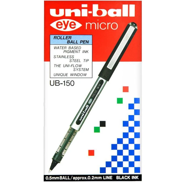 Uni-ball Ub-150 Eye Micro Roller Kalem 0.5 mm Siyah 12'li Paket - Resim 4