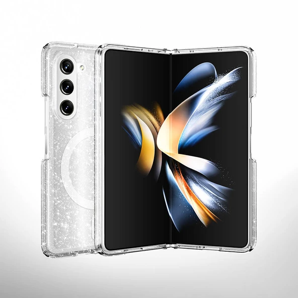 Galaxy Z Fold 6 Kılıf M-safe Şarj Özellikli Parlayan Simli Saydam Renkli  Allstar Kapak - Resim 3