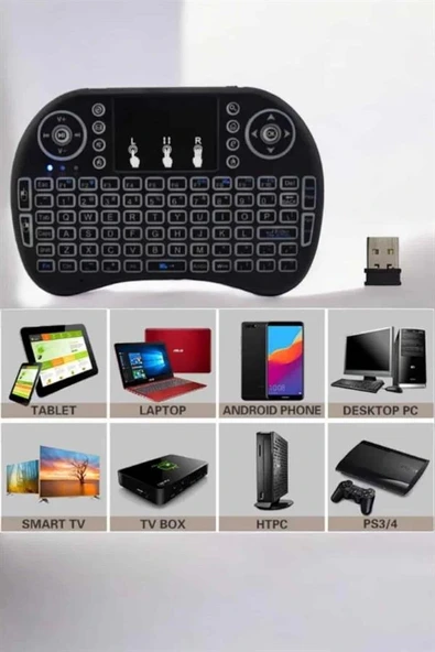 USB Bağlantılı Mini Q Klavye Işıklı Tüm Cihazlara Uyumlu - 4