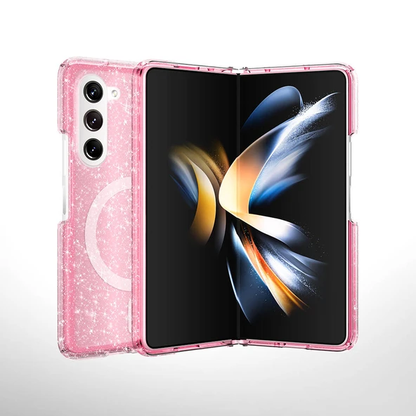 Galaxy Z Fold 6 Kılıf M-safe Şarj Özellikli Parlayan Simli Saydam Renkli  Allstar Kapak - Resim 4