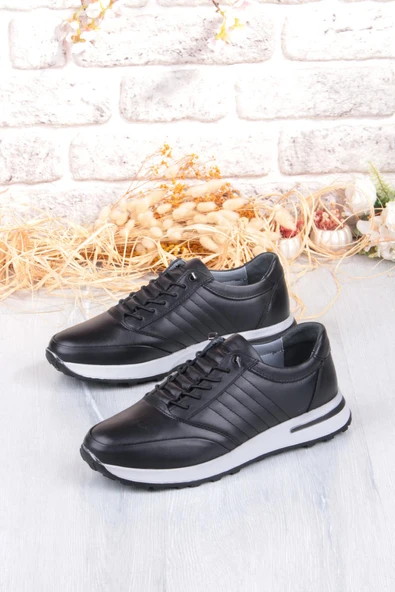 Mehmet Mete 42820 Face Hafif Rahat Lastik Bağcıklı Hakiki Deri Erkek Ayakkabı - Resim 4