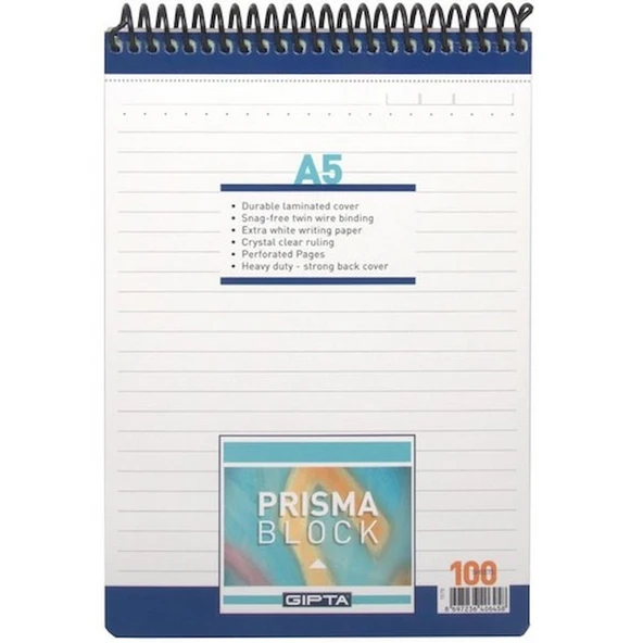 GIPTA A5 PRISMA SPİRALLİ BLOKNOT 100yp ÇİZGİLİ ürün görseli