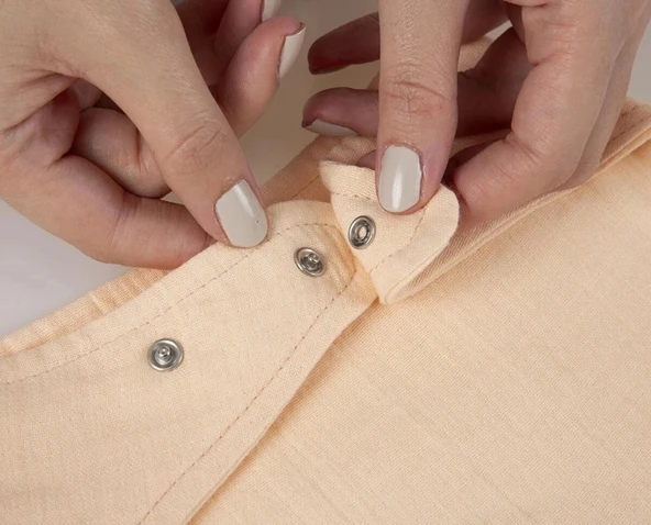 NessiWorld Emzik Askılı Müslin Önlük 837 Somon - Resim 4