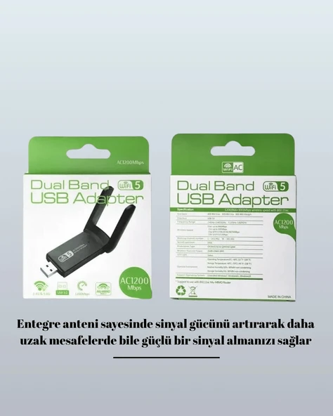 USB 3.0 Wireless Adaptör – 2.4GHz & 5GHz Destekli - 4